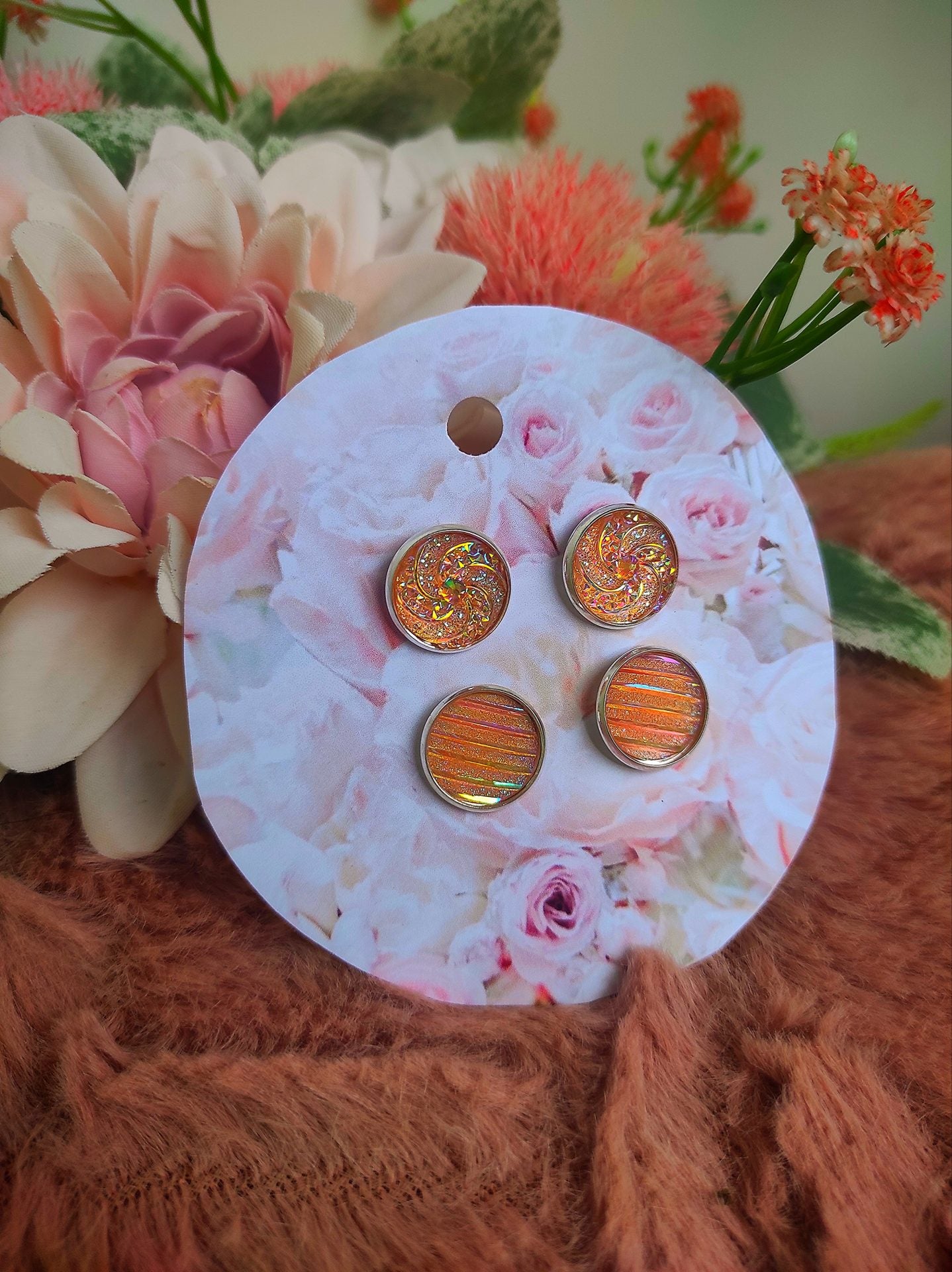 Barack druzy fülbevaló szett